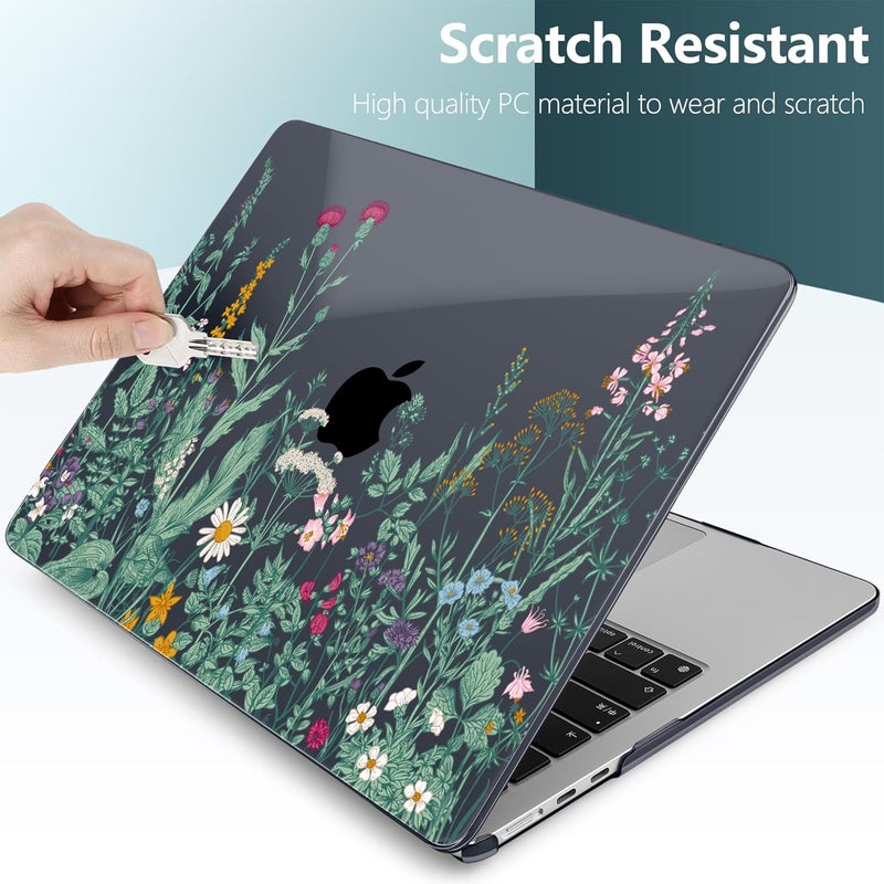 DONGKE Compatible with M4 MacBook Air 15 inch Case 2025 2024 2023 A3241 A3114 A2941 M3 M2 Liquid Retina Display Touch ID, Plastic Hard Case & Keyboard Skin & Screen Protector - Garden Florals - Image 3